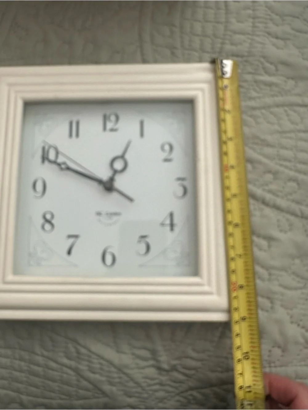 GC Landon White Decorative Square Wall Clock 9” x 9” Battery Operated